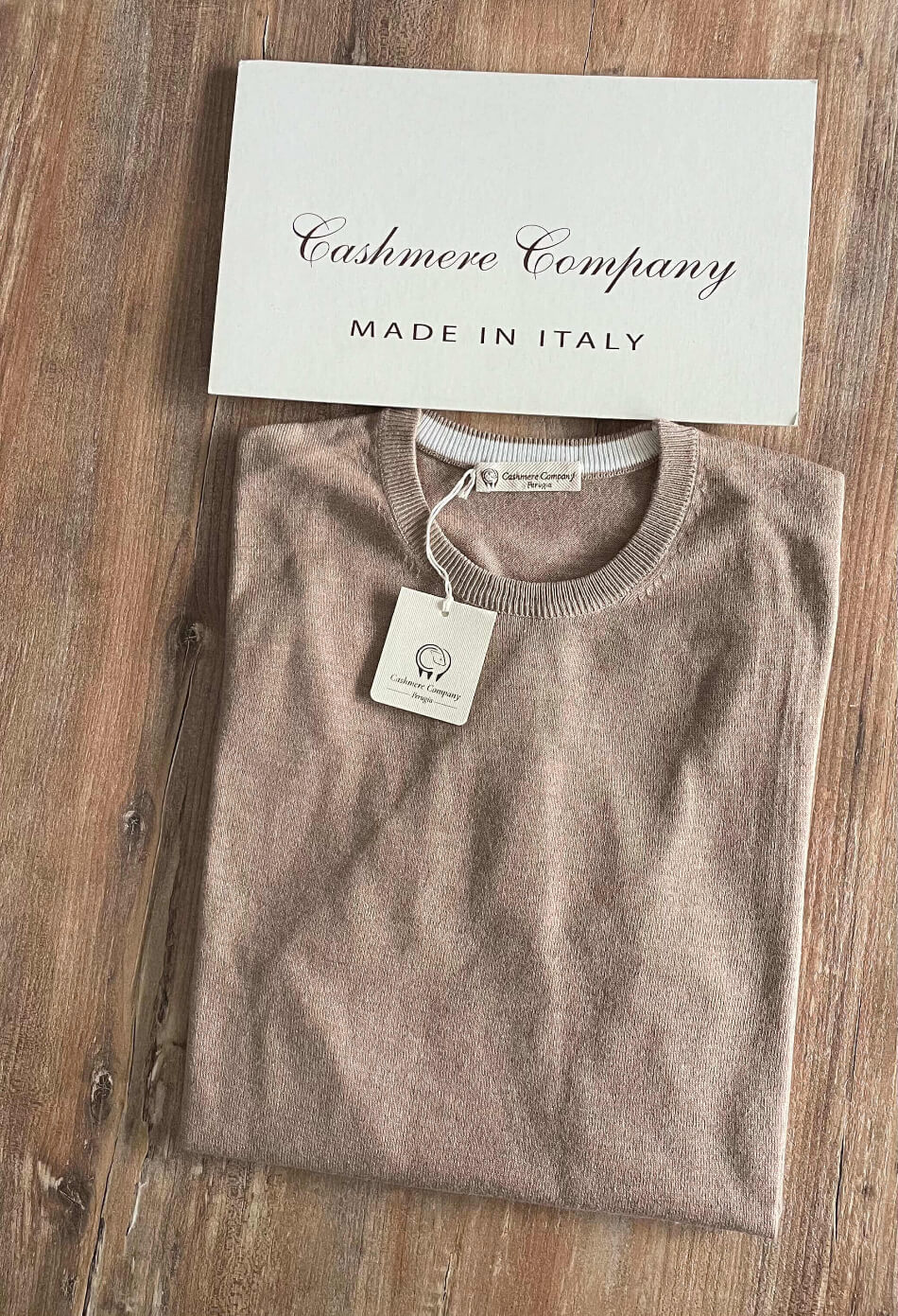 Cashmere Company maglia uomo beige sabbia girocollo Cashmere e lana
