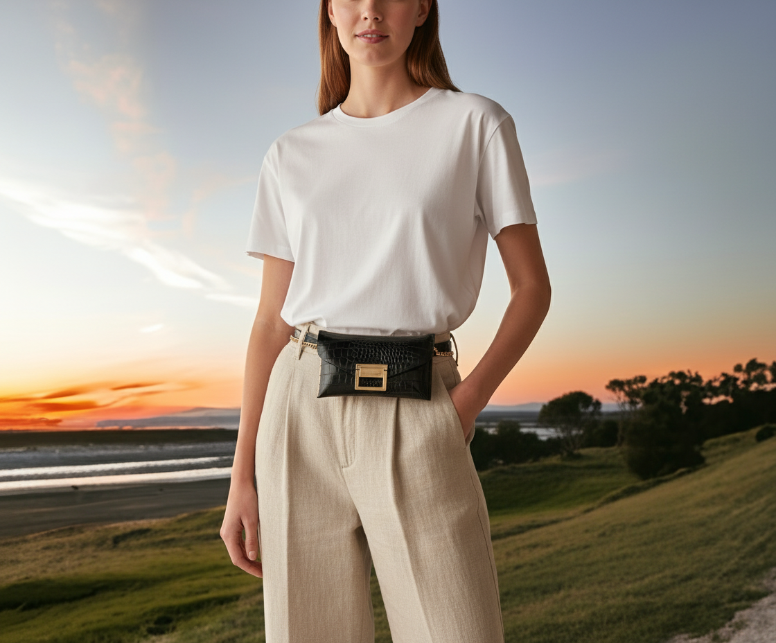 Marsupio con outfit casual tramonto