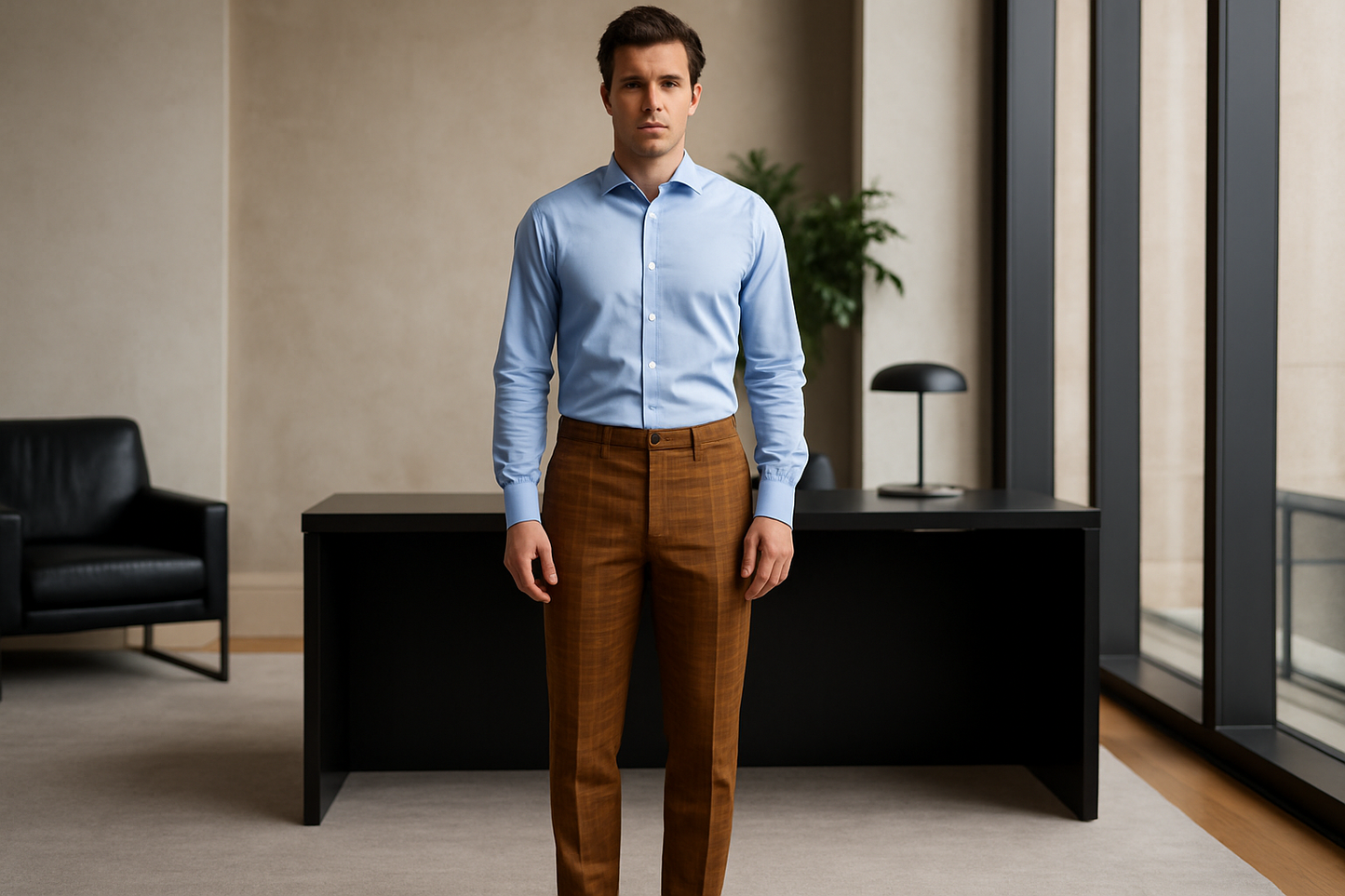 Pantalone a quadri completo indossato