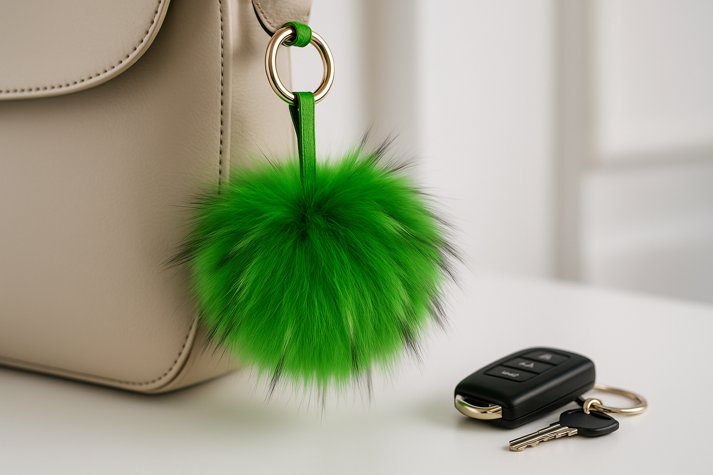 Portachiavi e ciondolo da borsa verde