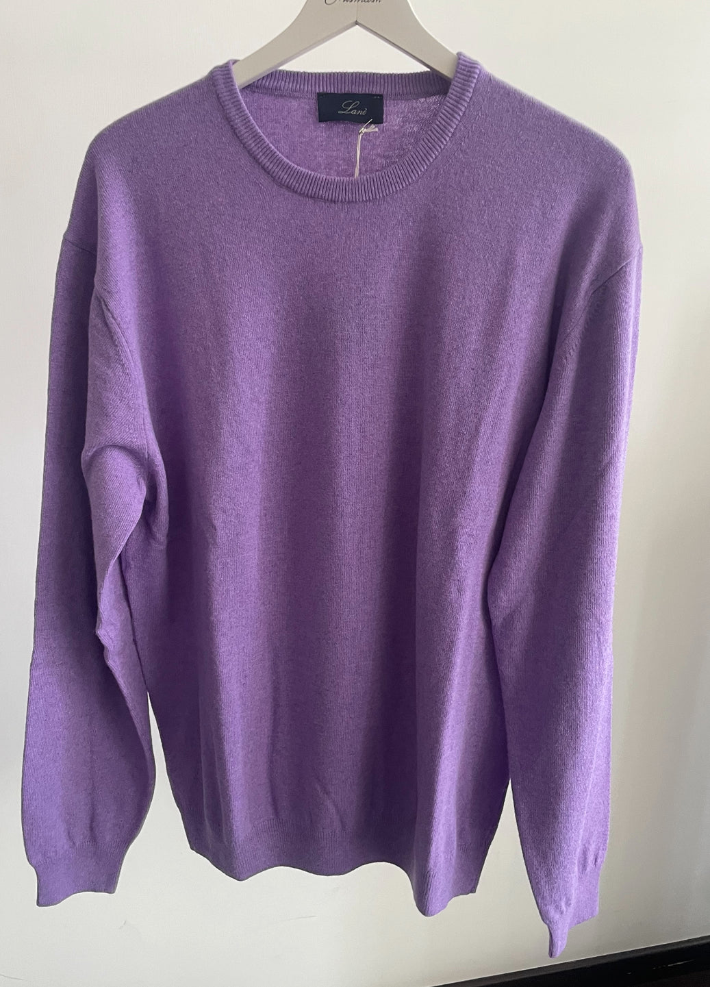 pullover uomo sottogiacca lilla girocollo lana e cashmere made in Italy Lanè