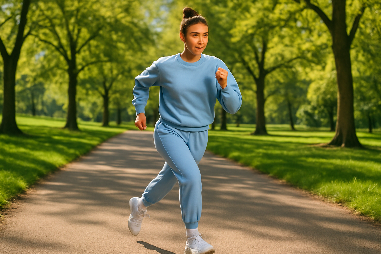 Tuta azzurra - jogging nel parco