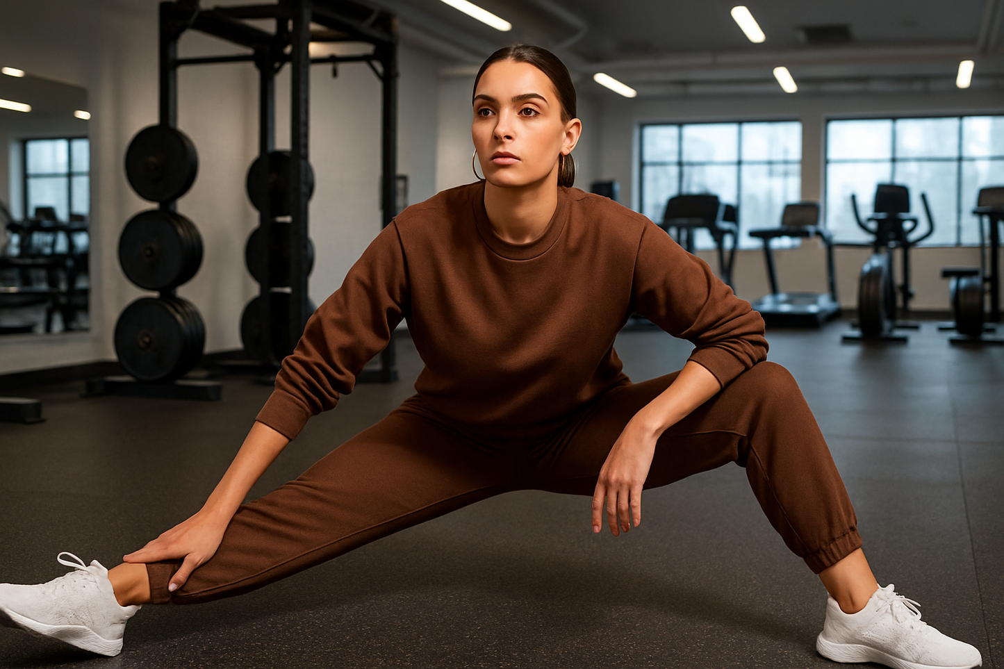 Tuta marrone - allenamento in palestra