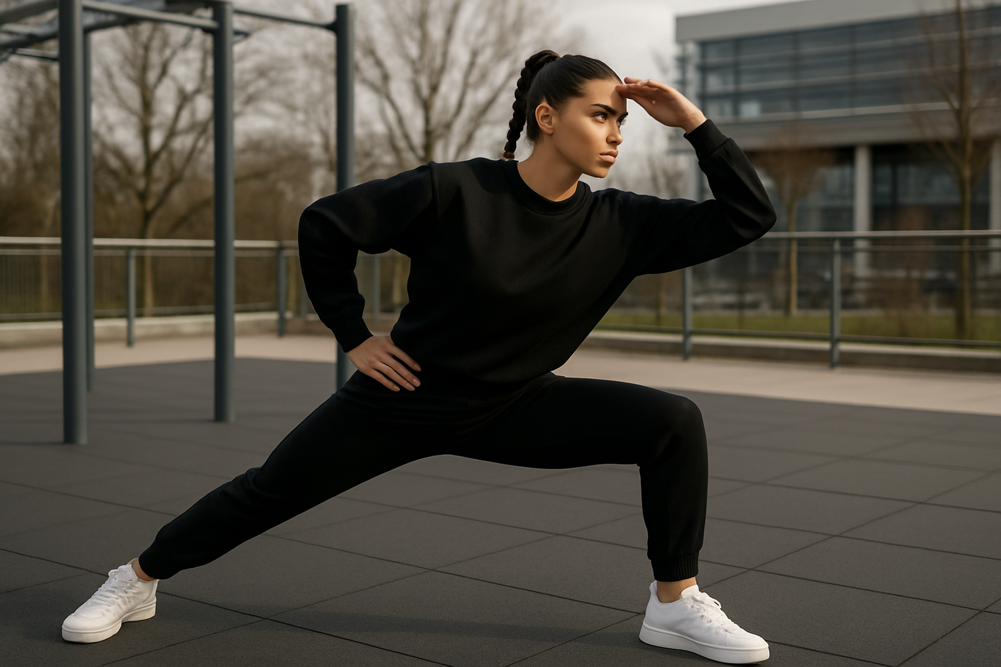 Tuta nera - stretching outdoor