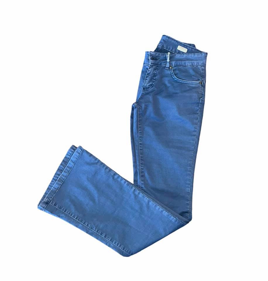 Pantalone donna blu denim gamba zampa push up