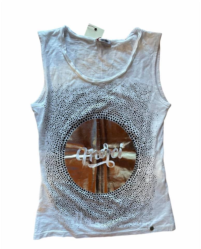 T-shirt Donna cotone Bianco giromanica e girocollo