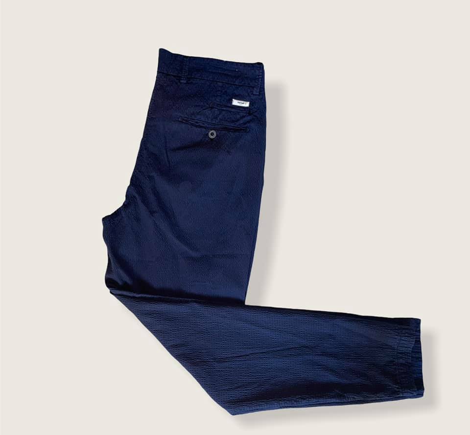 Pantalone Uomo Blu Navy Uniform Taylor - Cotone Martellato -50%