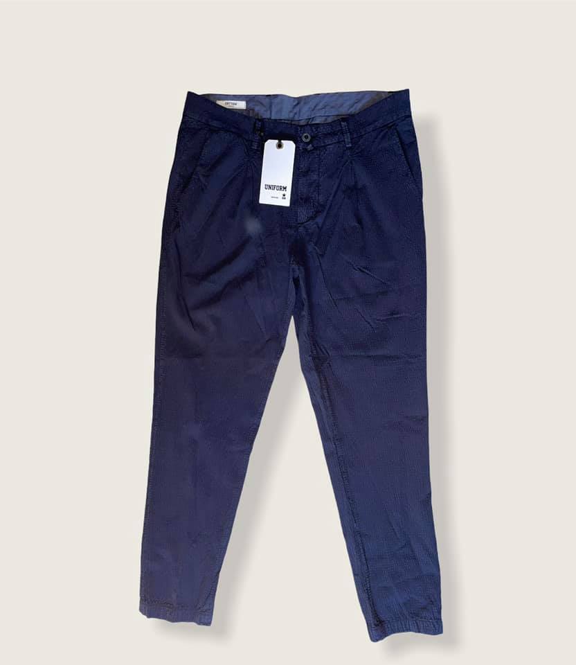 Pantalone Uomo Blu Navy Uniform Taylor - Cotone Martellato -50%