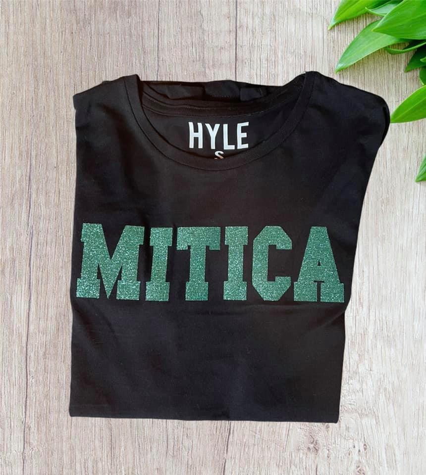 T-shirt Donna MITICA - Cotone 100% Mezza Manica Bianco/Nero