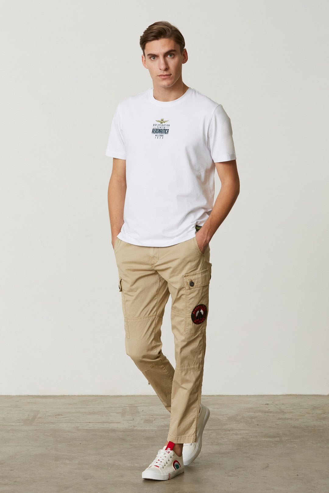 Aeronautica Militare T shirt bianco uomo sc-50% mezza manica