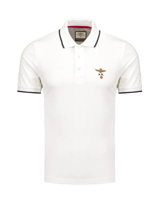 Polo Uomo Bianca Aeronautica Militare Manica Corta | Stile essenziale e classico