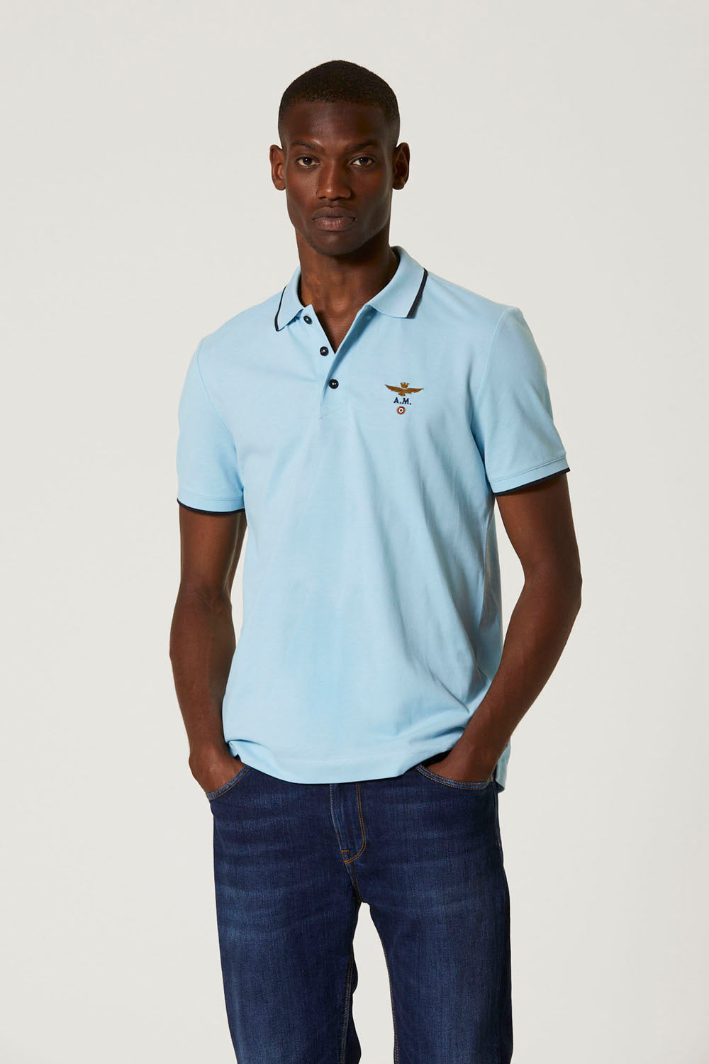 Polo Uomo Azzurro Aeronautica Militare Manica corta cotone