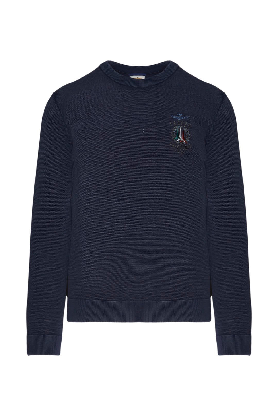 Aeronautica Militare Maglione Blu Uomo Frecce e Tricolori, pullover estivo, maglia in cotone