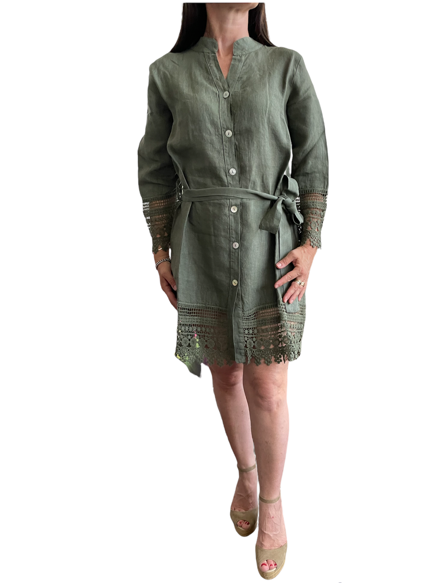 Vestito Donna Corto Lino Stile Positano | Cashmere Company | Pizzo Macramè Cotone