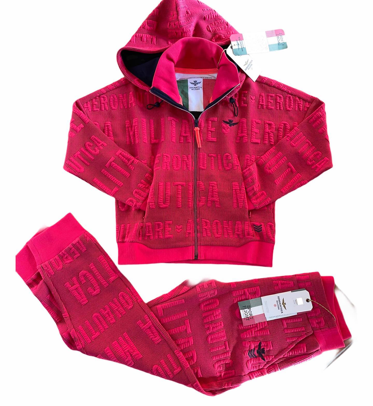 Completo donna felpa e pantalone fuxia Aeronautica Militare