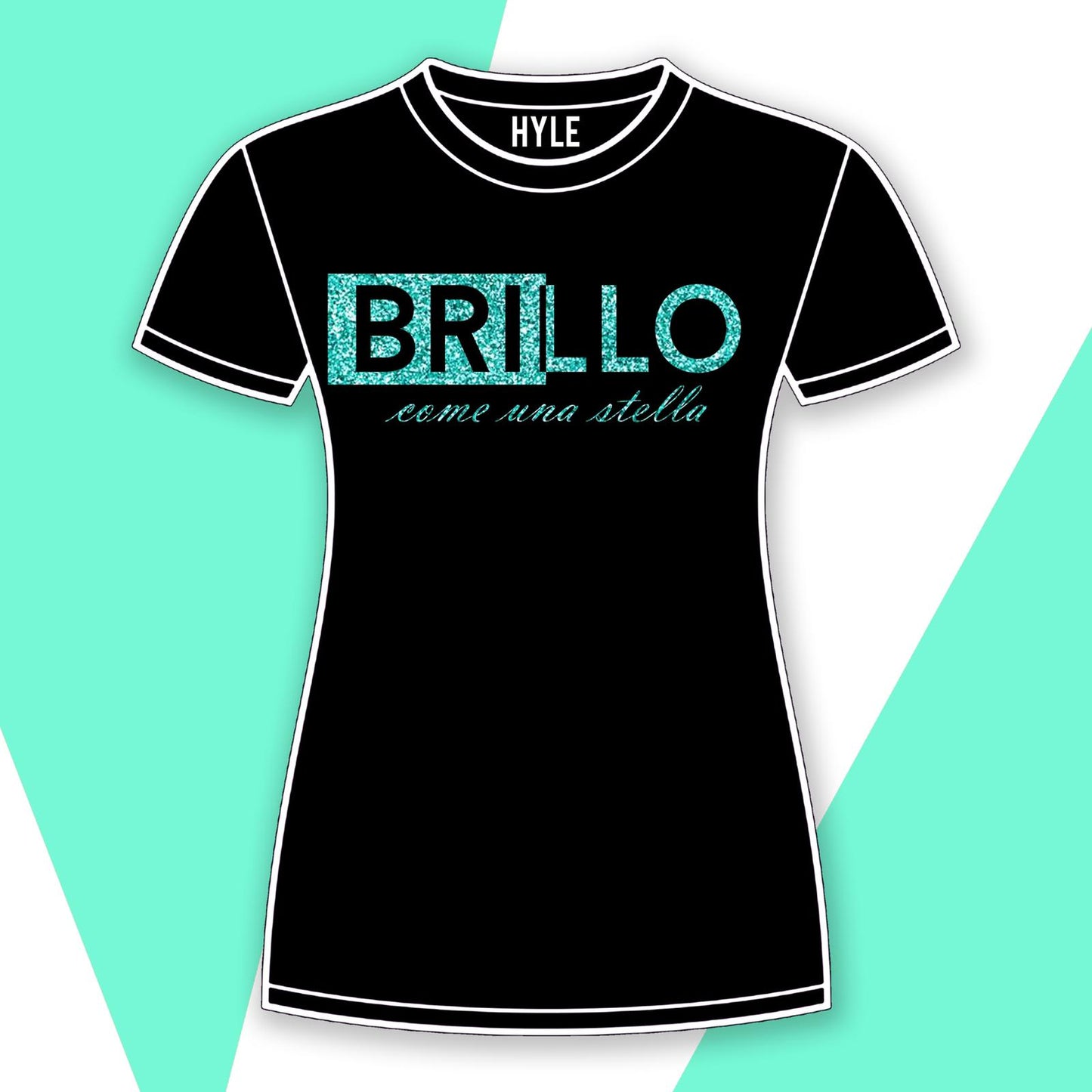 T-shirt Donna cotone Sc-50% maglia ragazza mezza manica bianco o nero Brillo