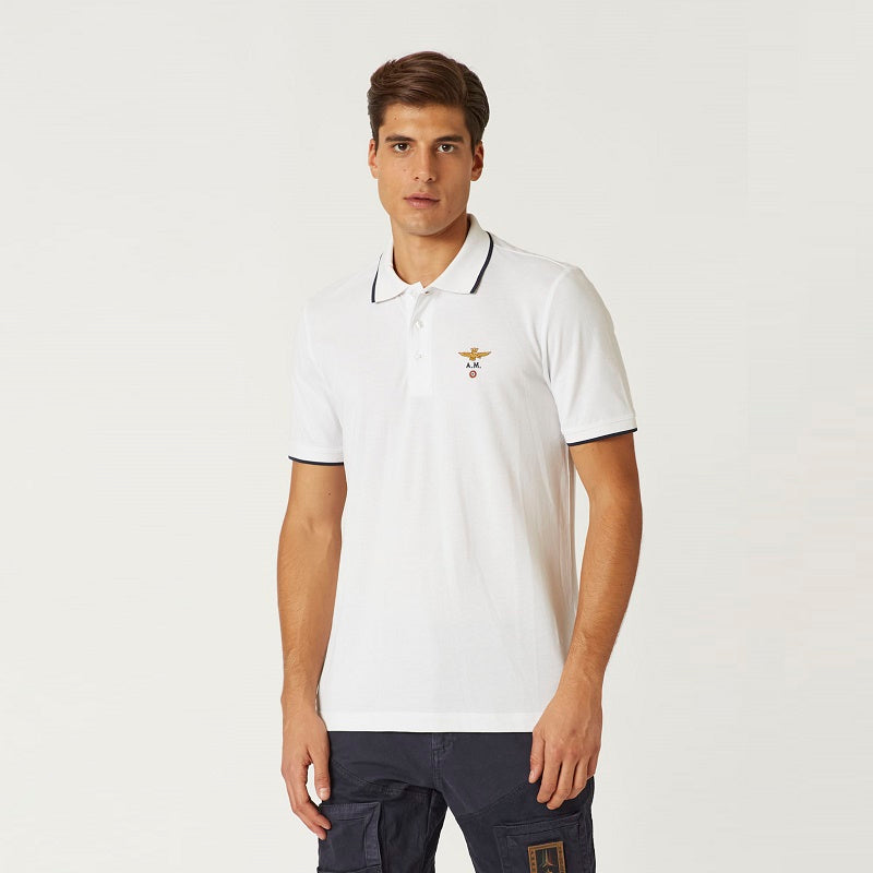 Polo Uomo Bianca Aeronautica Militare Manica Corta | Stile essenziale e classico