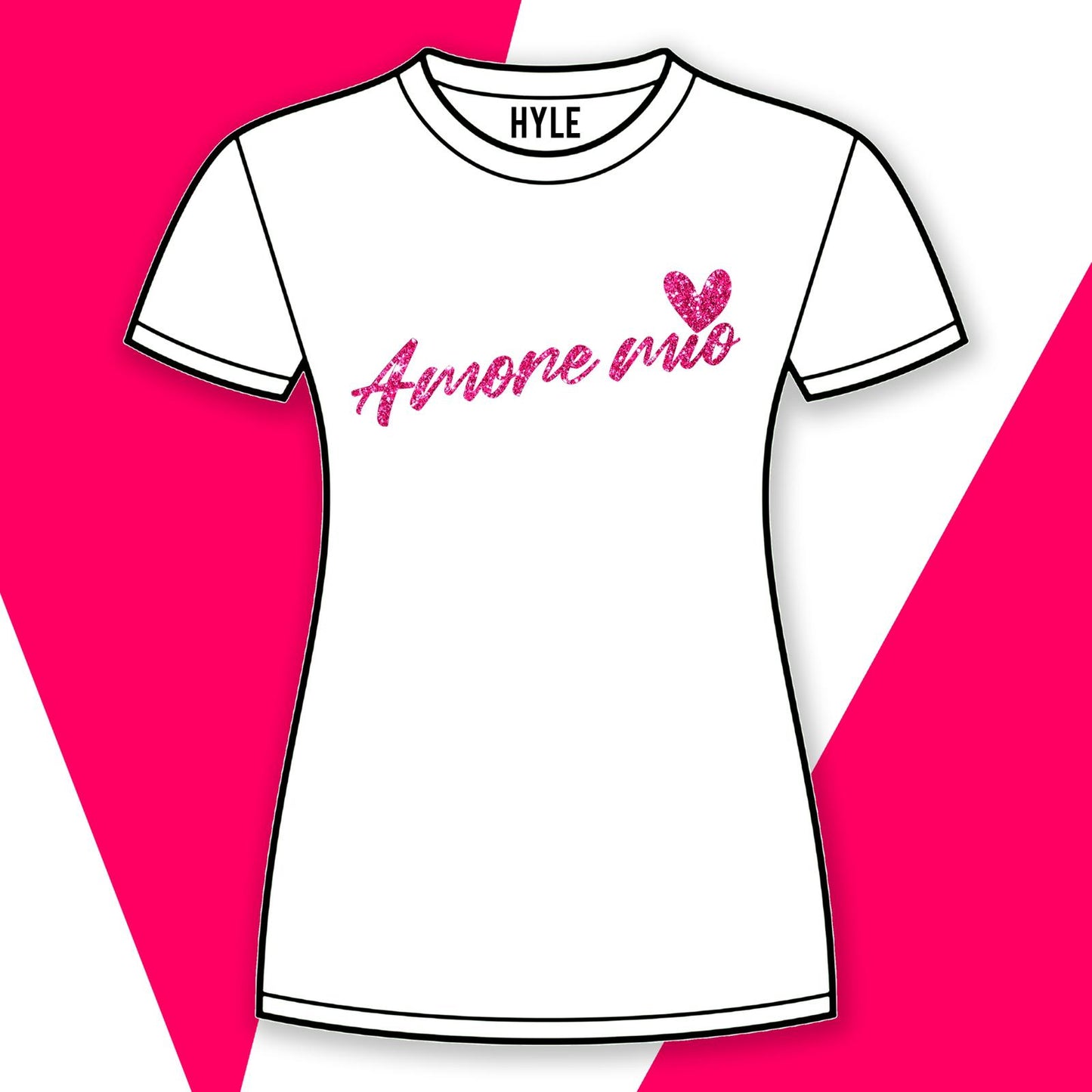 T-shirt Donna SC-50% maglia ragazza mezza manica bianco o nero Amore mio 100% cotone
