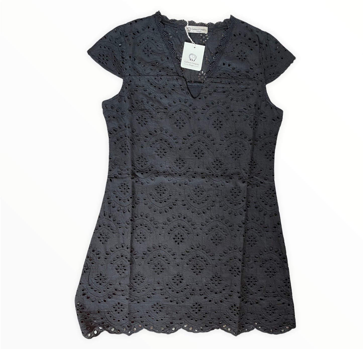 Vestito donna corto nero stile Positano in Pizzo San Gallo Cashmere Company