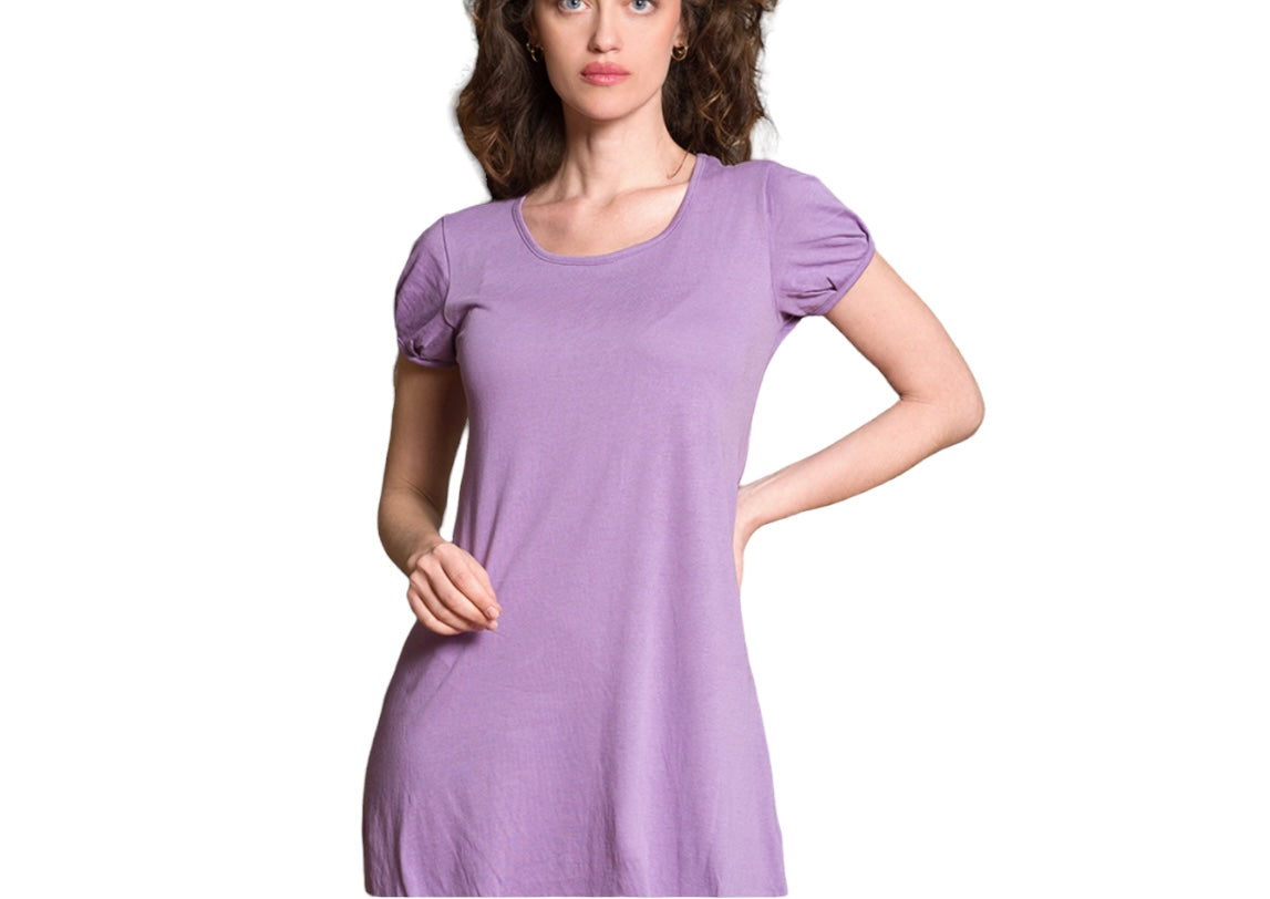 Vestito donna corto abito Stile Positano lino e cotone SC-50% viola o blu Cashmere Company