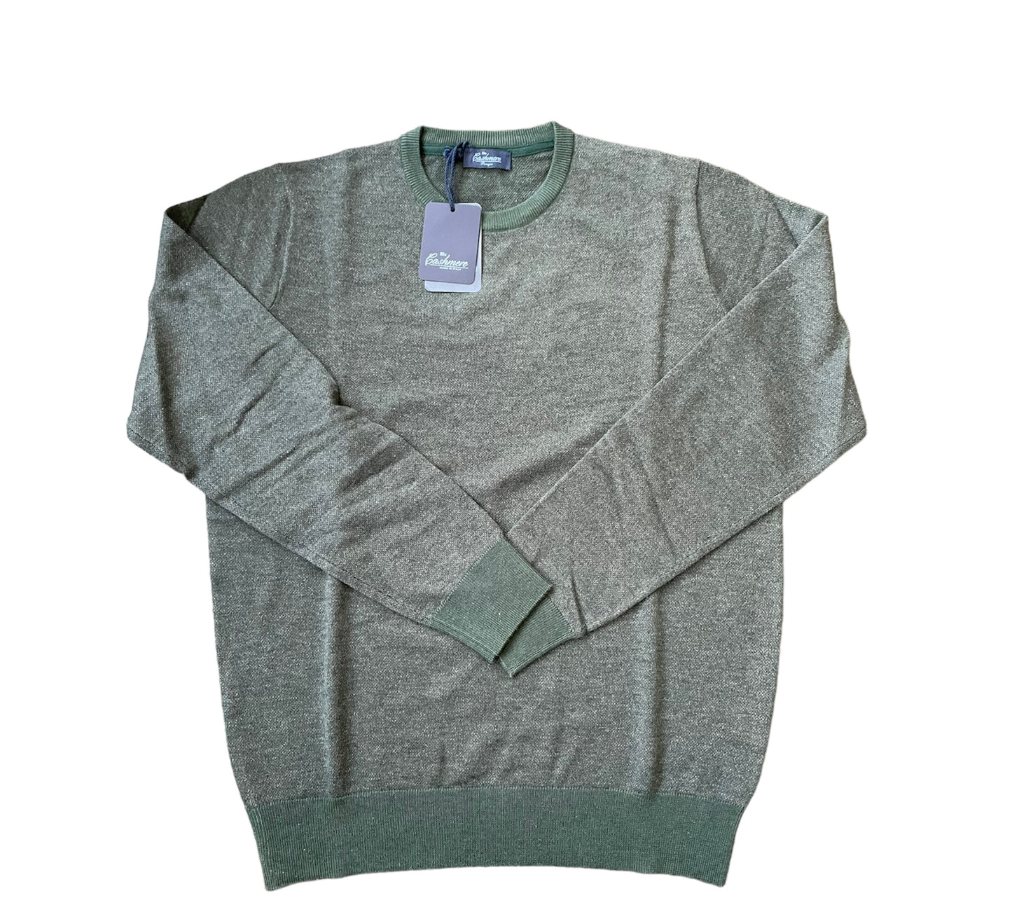 Blu Cashmere maglia uomo Verde Sc-50% girocollo lana Cashmere e Seta