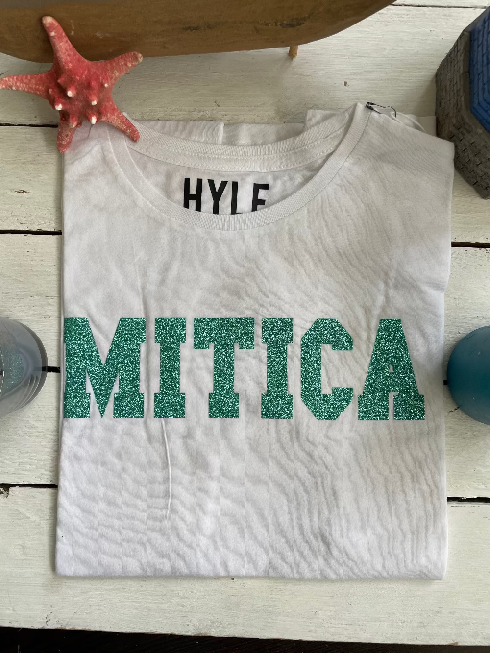 T-shirt Donna MITICA - Cotone 100% Mezza Manica Bianco/Nero