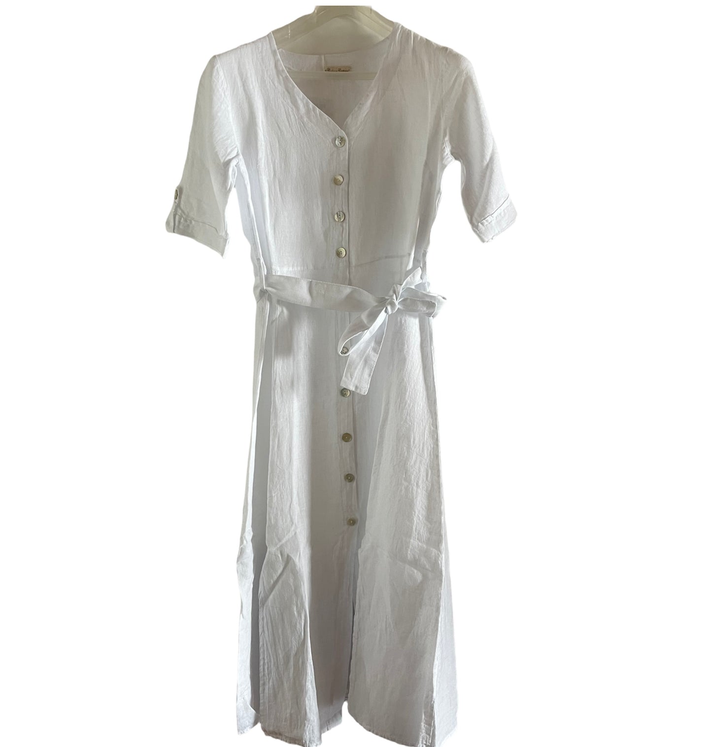 Abito Lungo Bianco sc-50% | Lino | Cashmere Company | Made in Italy- Eleganza italiana