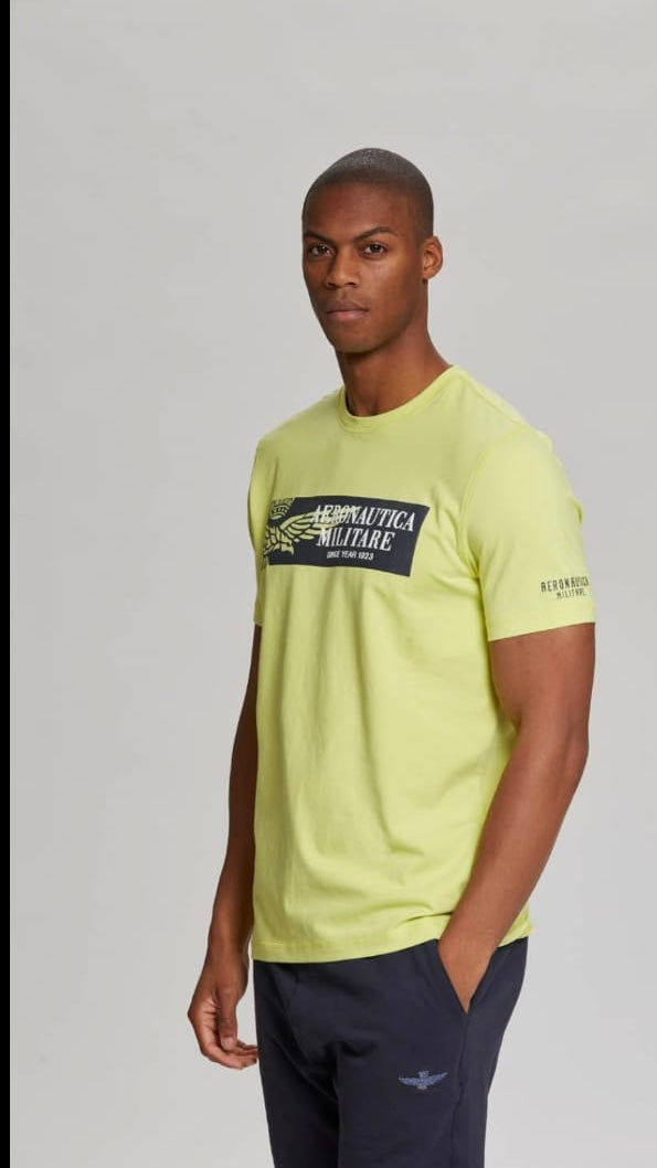 Aeronautica Militare T-shirt uomo giallo Lime Sc-50% Girocollo manica corta