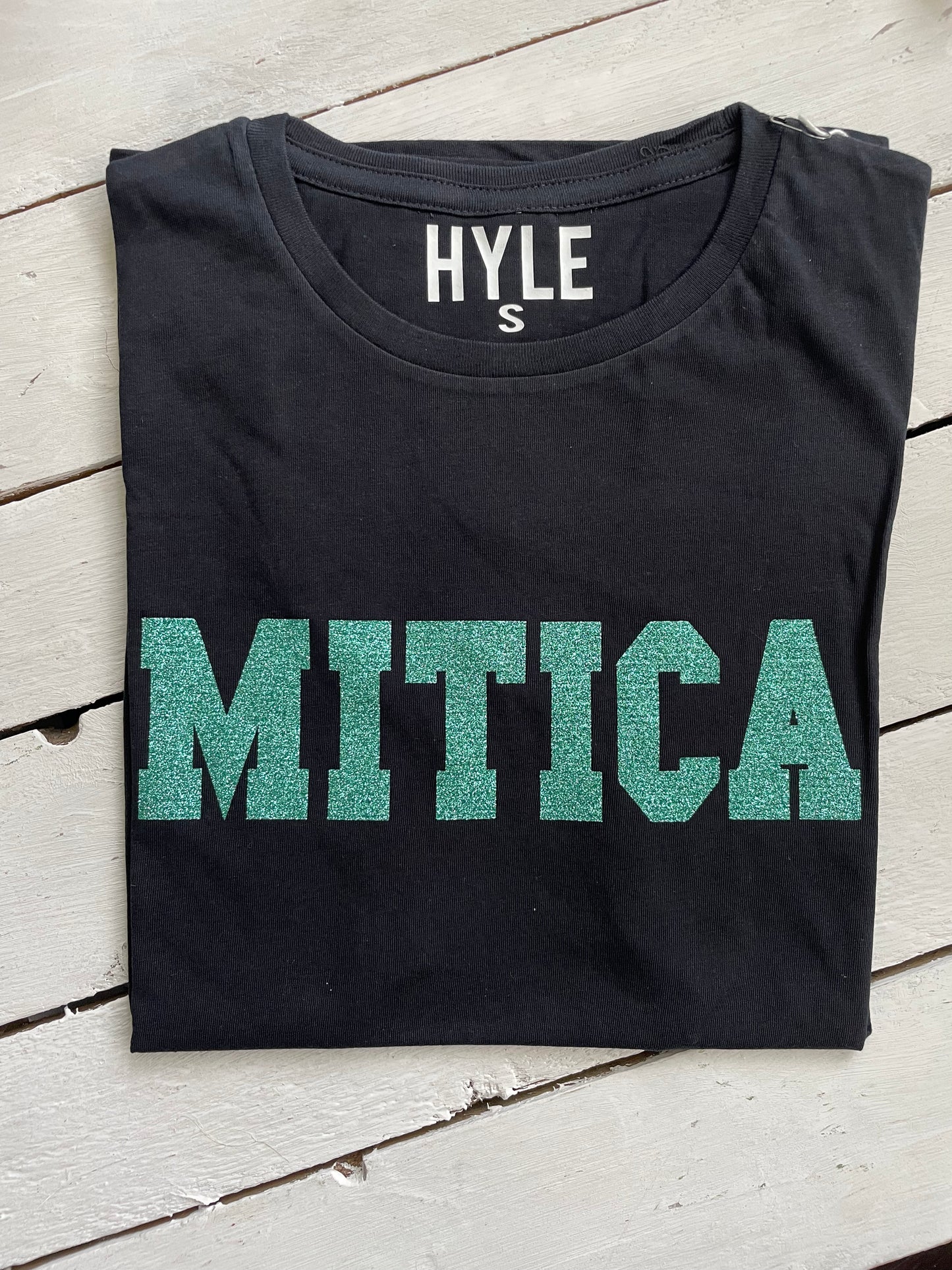 T-shirt Donna MITICA - Cotone 100% Mezza Manica Bianco/Nero