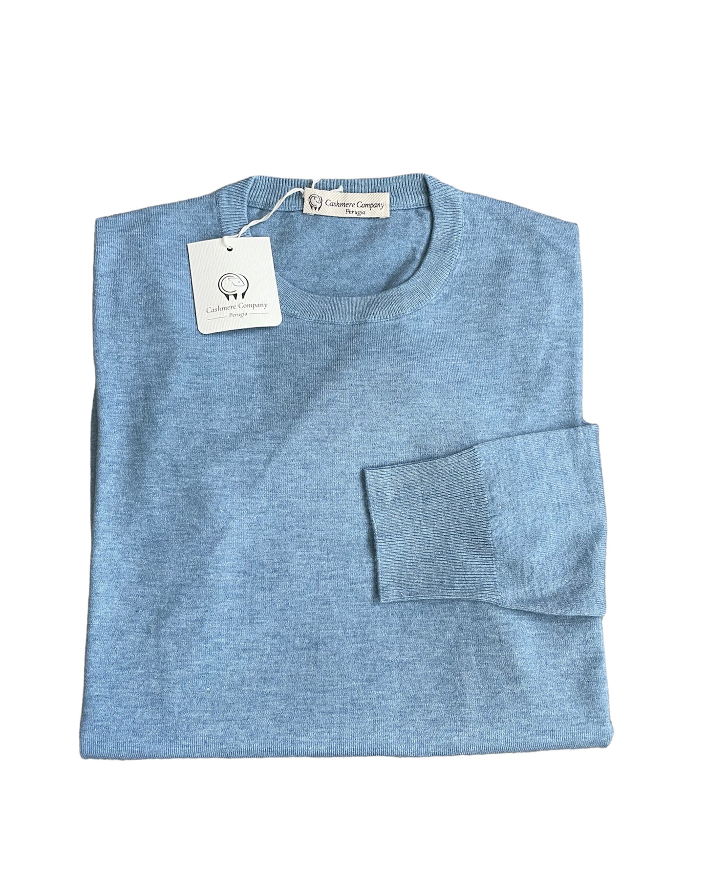 Cashmere Company maglia girocollo uomo azzurro polvere Sc-50% pullover Made in Italy