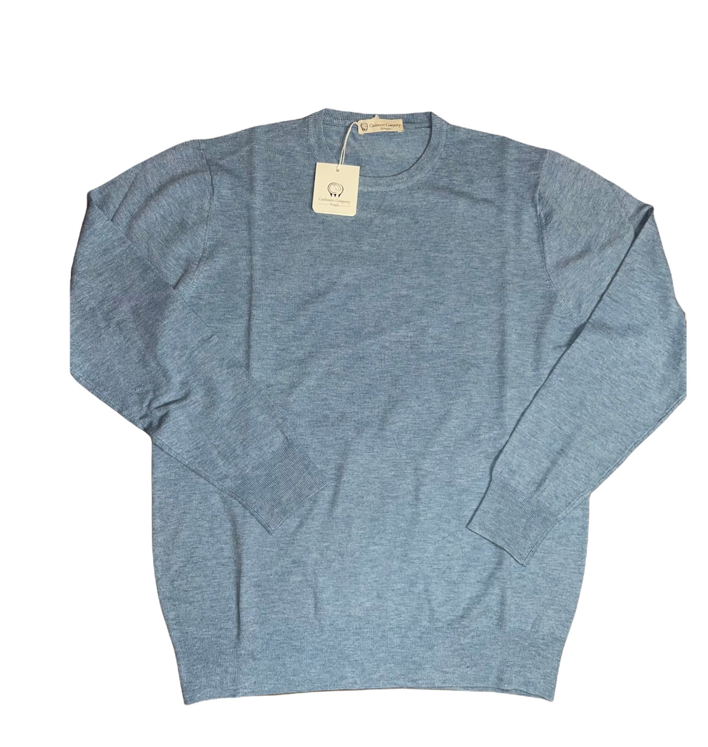 Cashmere Company maglia girocollo uomo azzurro polvere Sc-50% pullover Made in Italy
