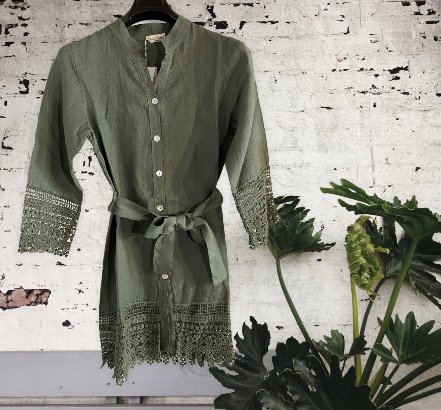 Vestito Donna Corto Lino Stile Positano | Cashmere Company | Pizzo Macramè Cotone