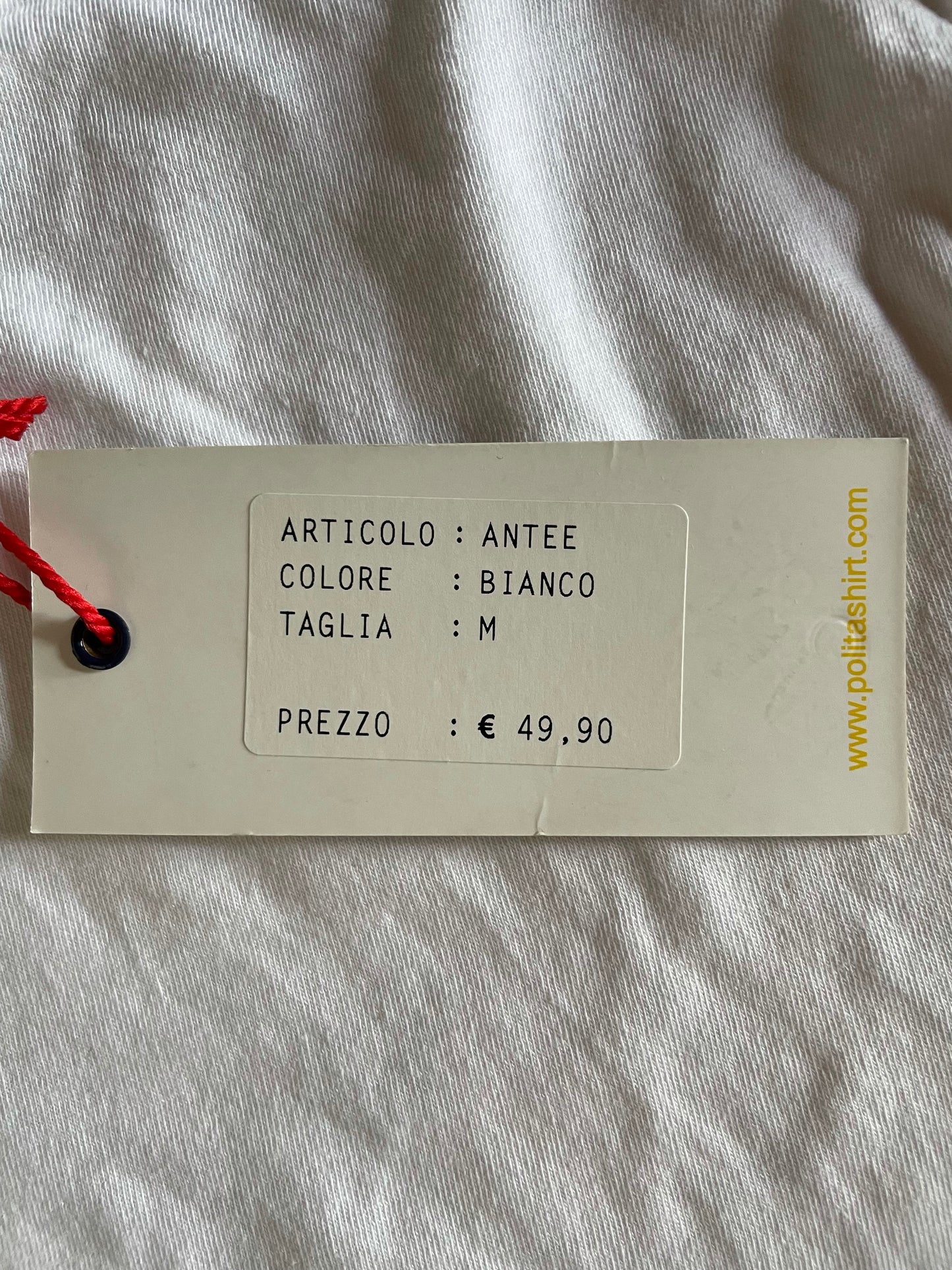 Polita T-shirt Uomo Bianca Manica corta Cotone Taglia M