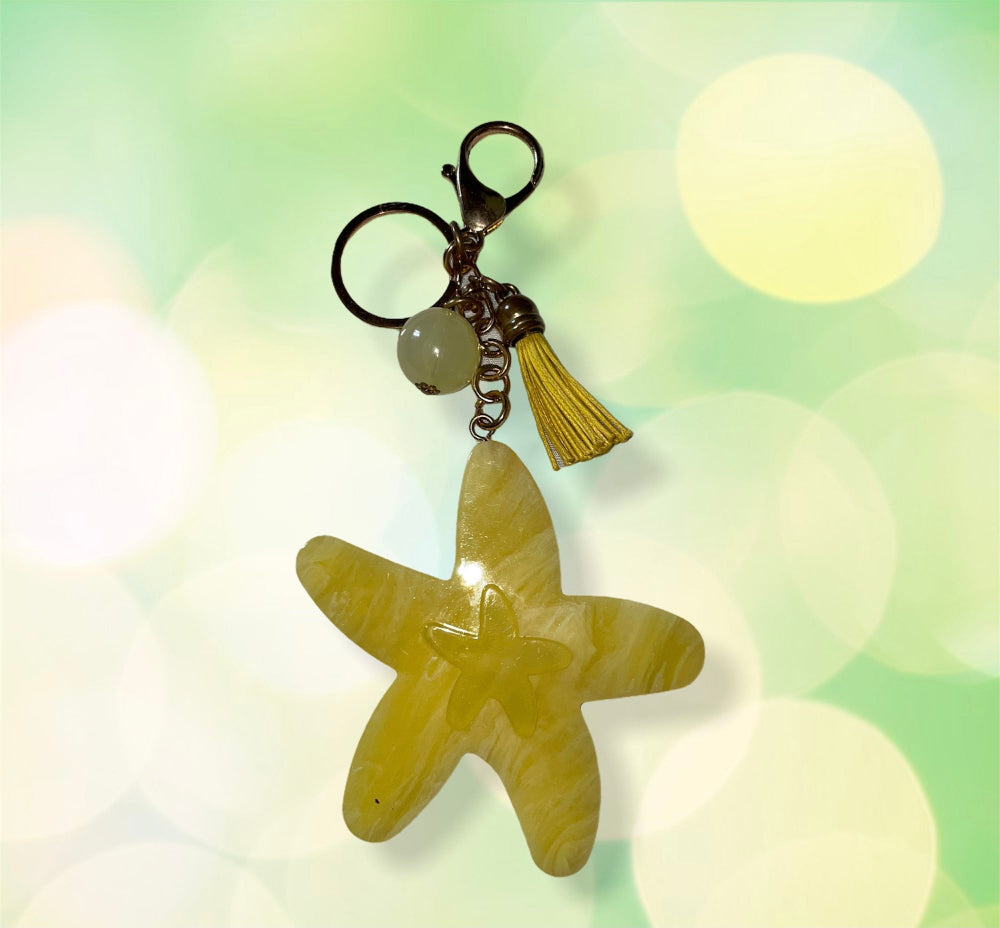 Portachiavi Stella Marina Gialla - Ciondolo Borsa Donna con Nappa