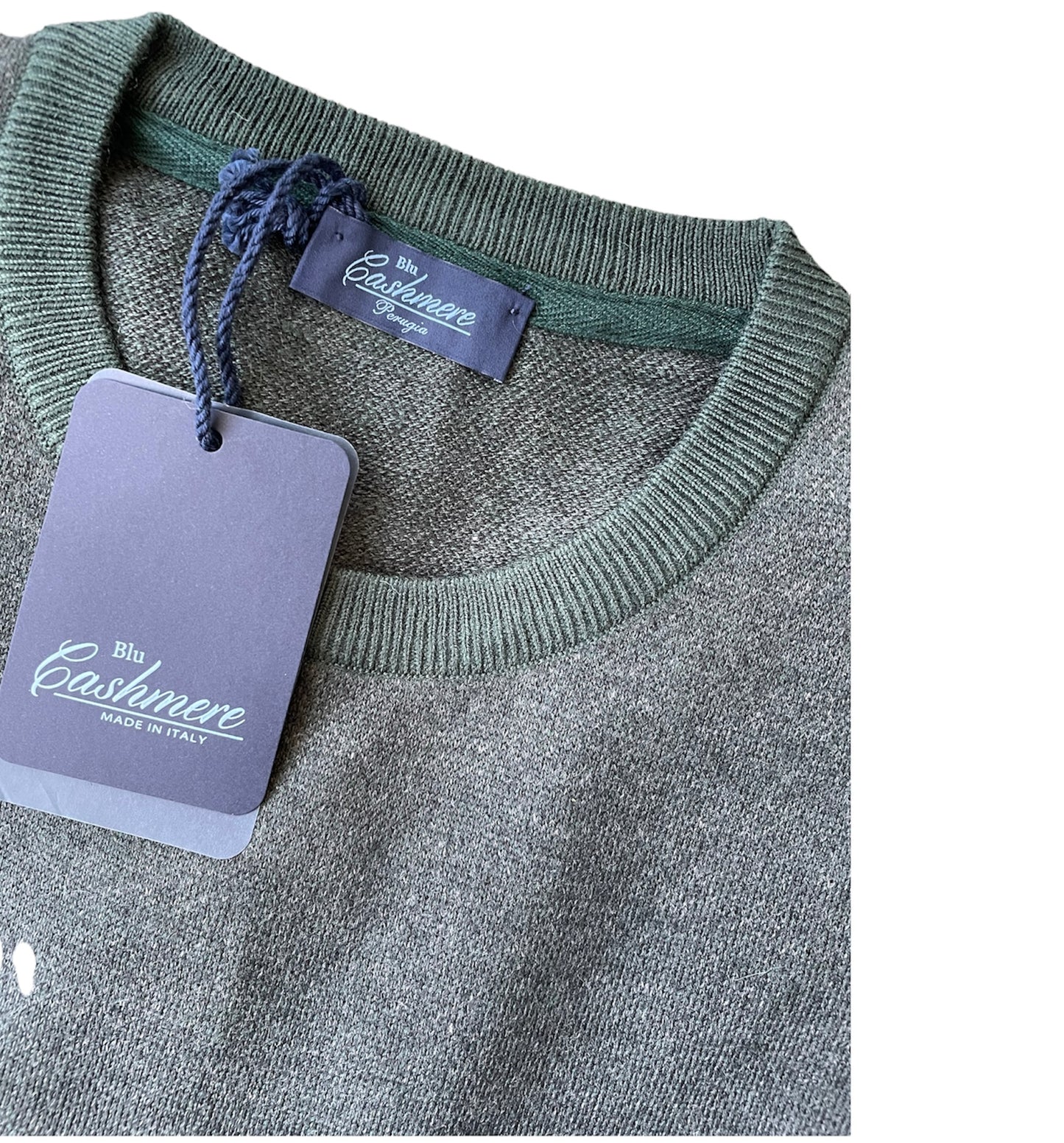 Blu Cashmere maglia uomo Verde Sc-50% girocollo lana Cashmere e Seta