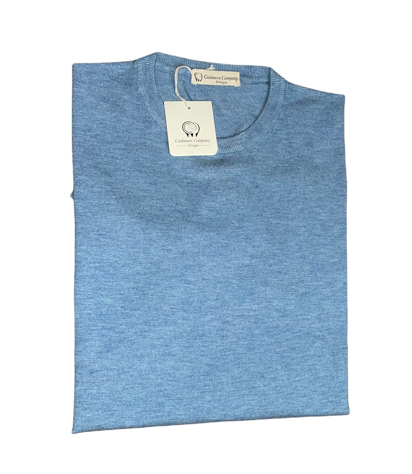 Cashmere Company maglia girocollo uomo azzurro polvere Sc-50% pullover Made in Italy
