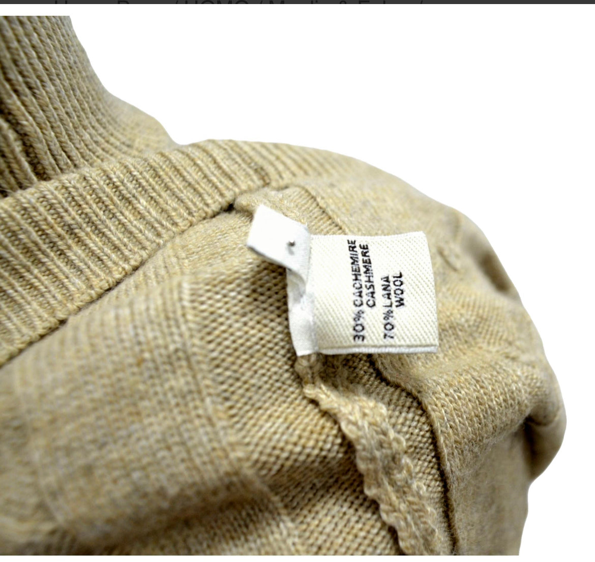 Cashmere Company maglia uomo Beige dolcevita trecce lana e Cashmere