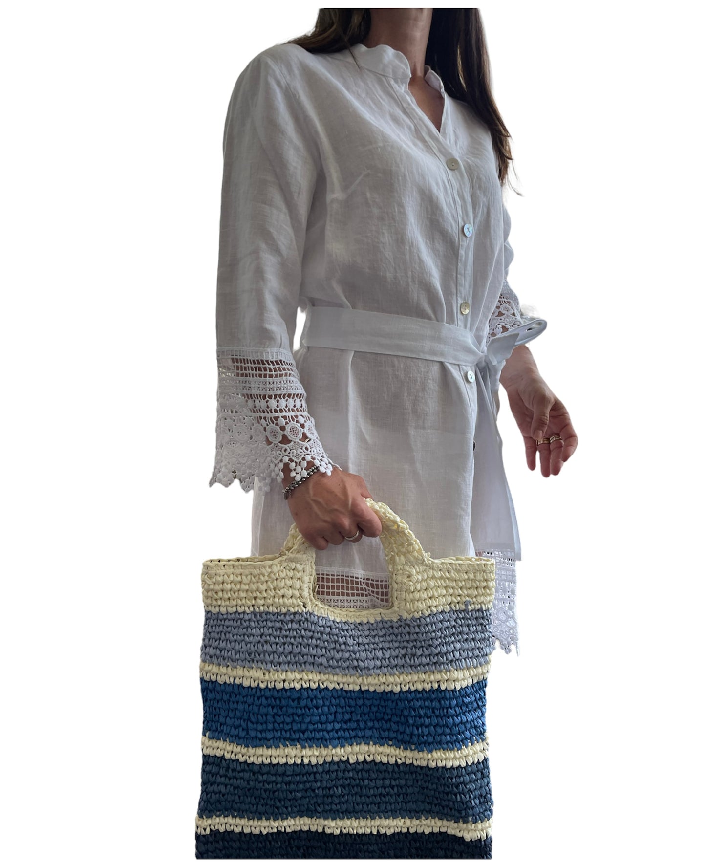 Vestito Donna Corto Lino Stile Positano | Cashmere Company | Pizzo Macramè Cotone