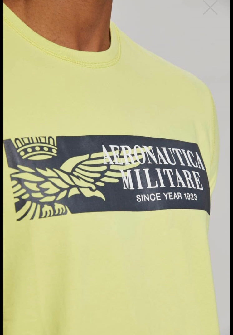 Aeronautica Militare T-shirt uomo giallo Lime Sc-50% Girocollo manica corta