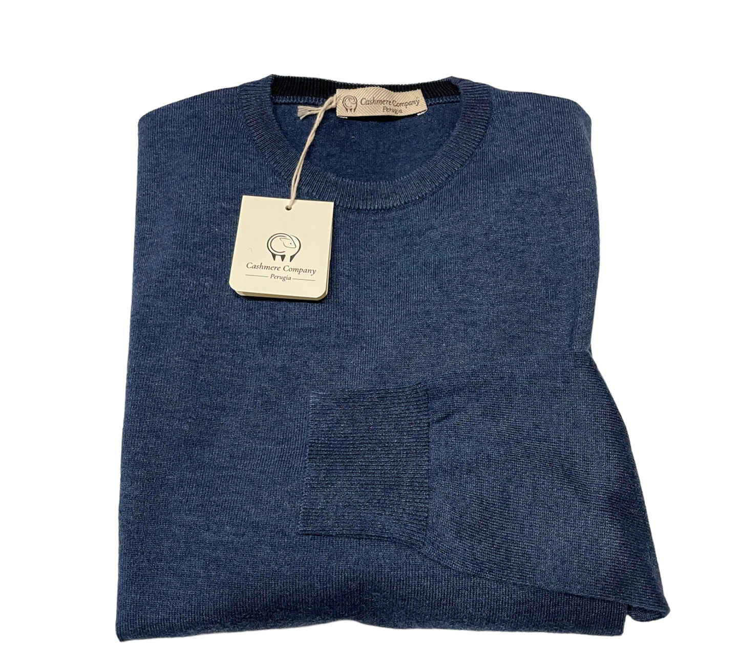 Cashmere Company maglia uomo Blu girocollo Lana Cashmere e Seta