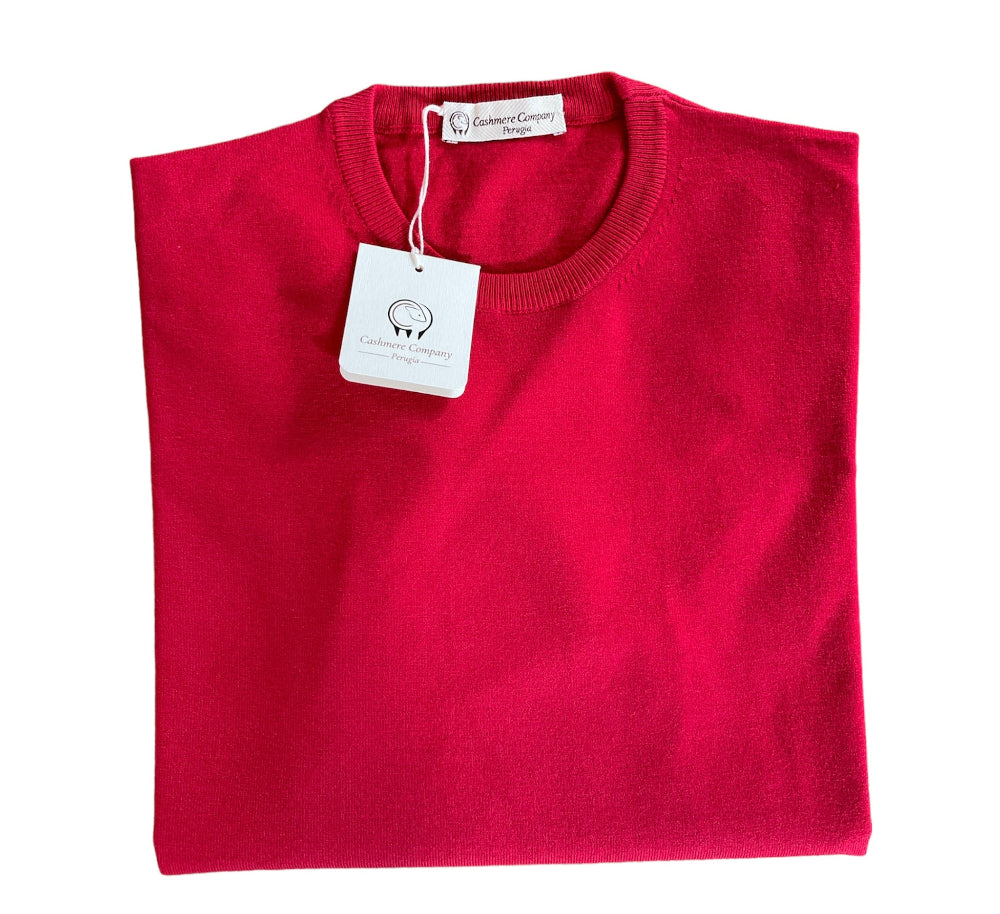 Cashmere Company maglia uomo rosso fragola SC-50% girocollo lana merinos