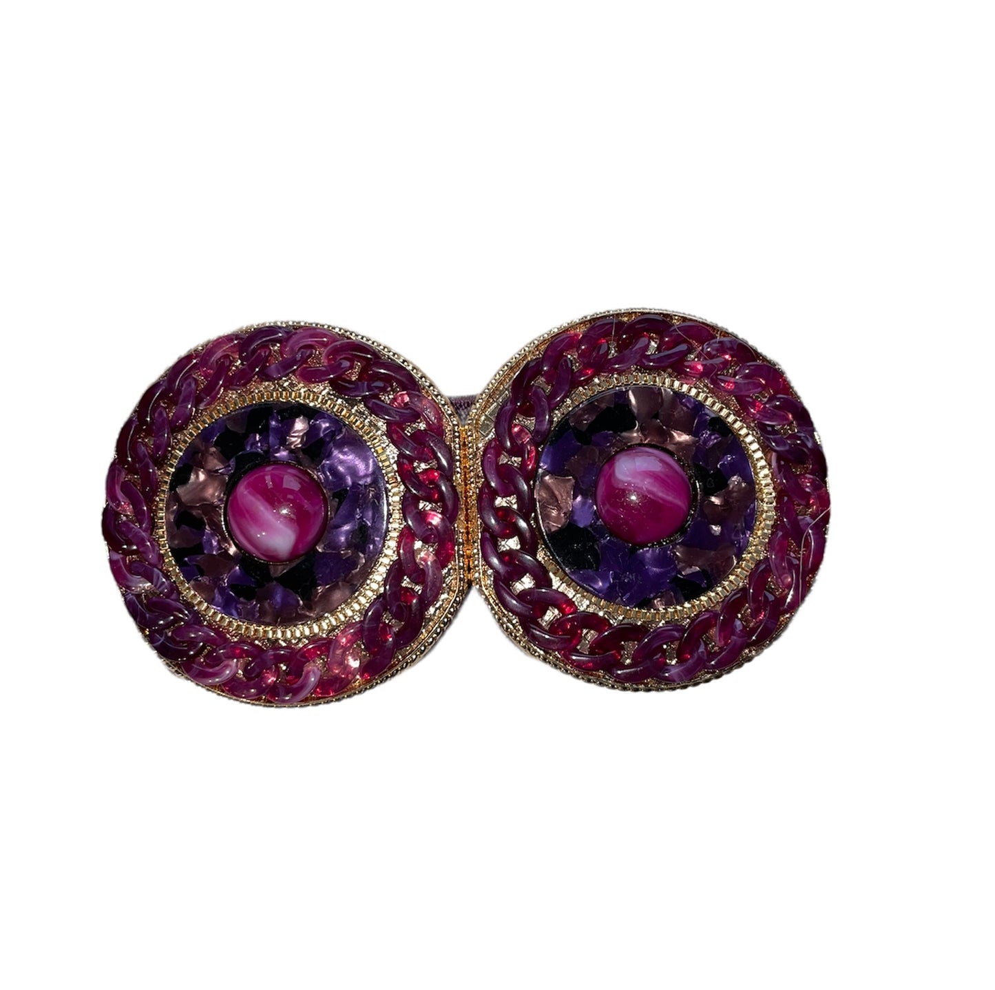 Cintura Gioiello Donna Elastica Viola Bordeaux | Cintura a Molla Doppia Fibbia Oro | Made in Italy