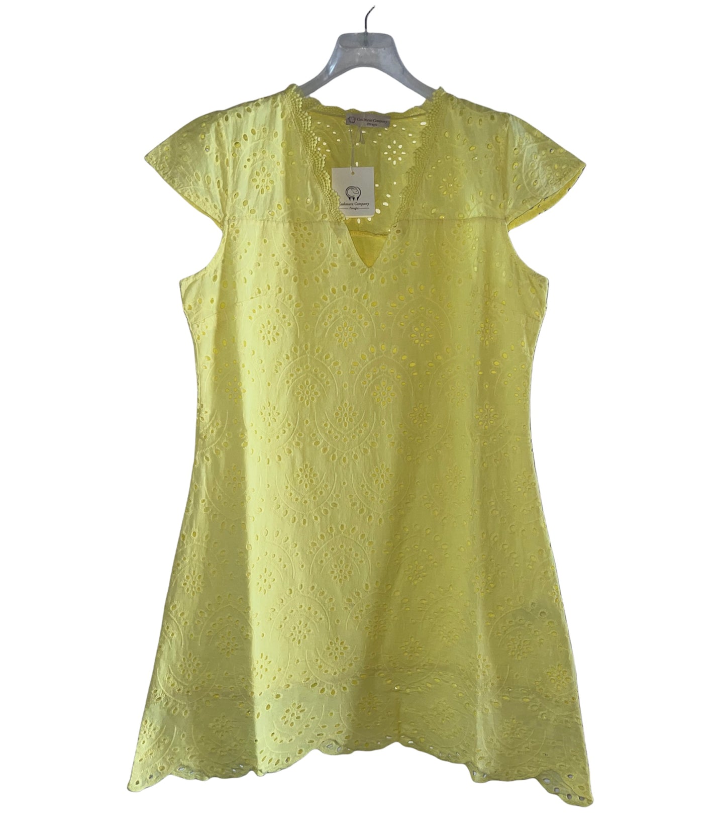 Vestito Donna pizzo San Gallo colore giallo Cashmere Company Stile Positano