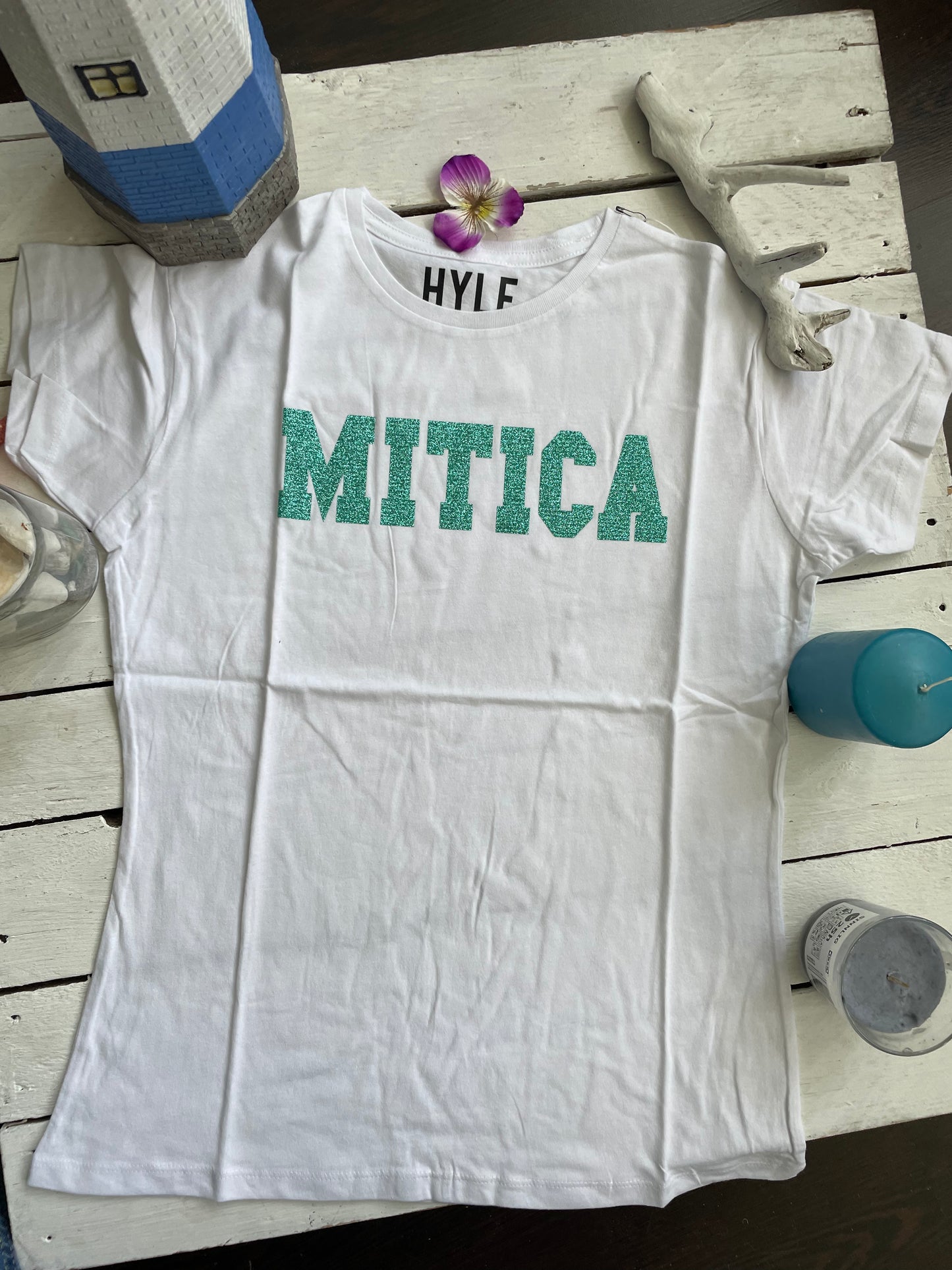 T-shirt Donna MITICA - Cotone 100% Mezza Manica Bianco/Nero