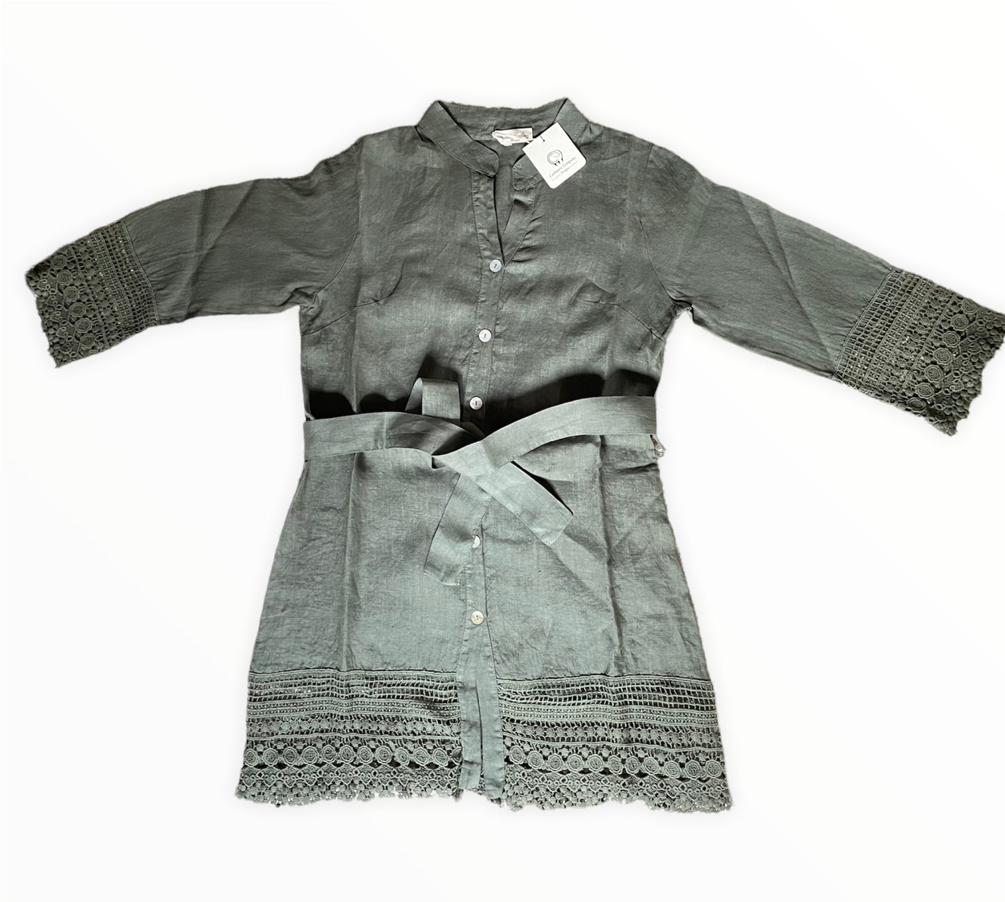 Vestito Donna Corto Lino Stile Positano | Cashmere Company | Pizzo Macramè Cotone