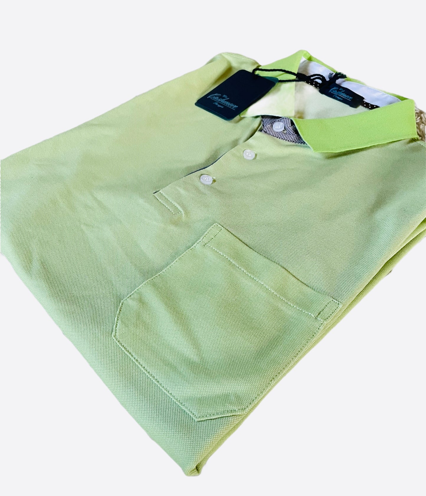 Polo Uomo cotone e seta verde SC-50% mela Blu Cashmere manica corta con taschino |Emme Fashion Store