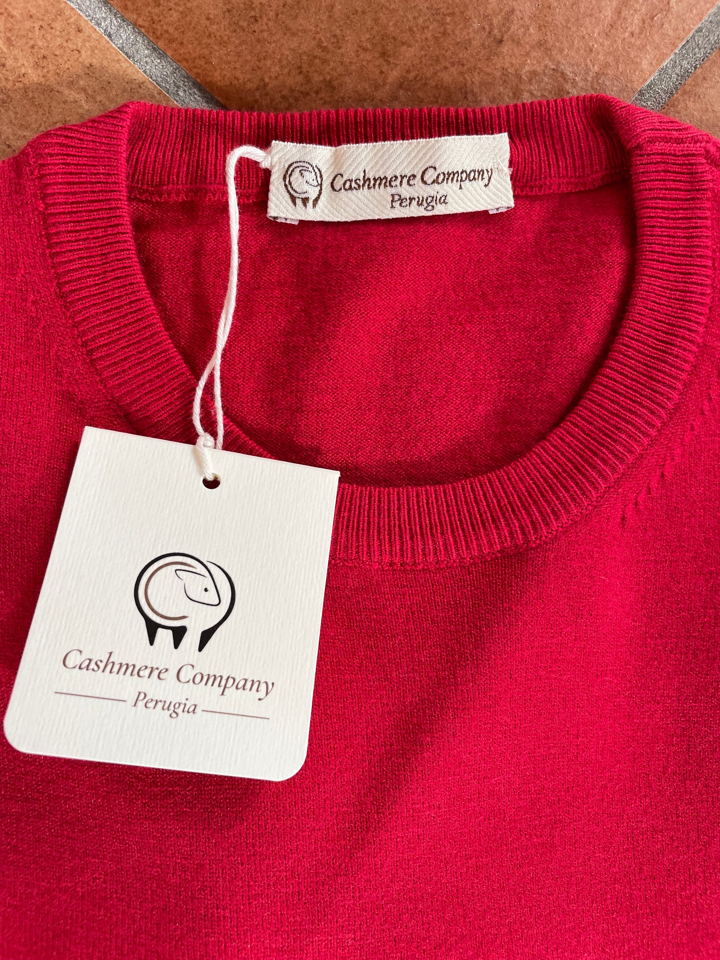 Cashmere Company maglia uomo rosso fragola SC-50% girocollo lana merinos