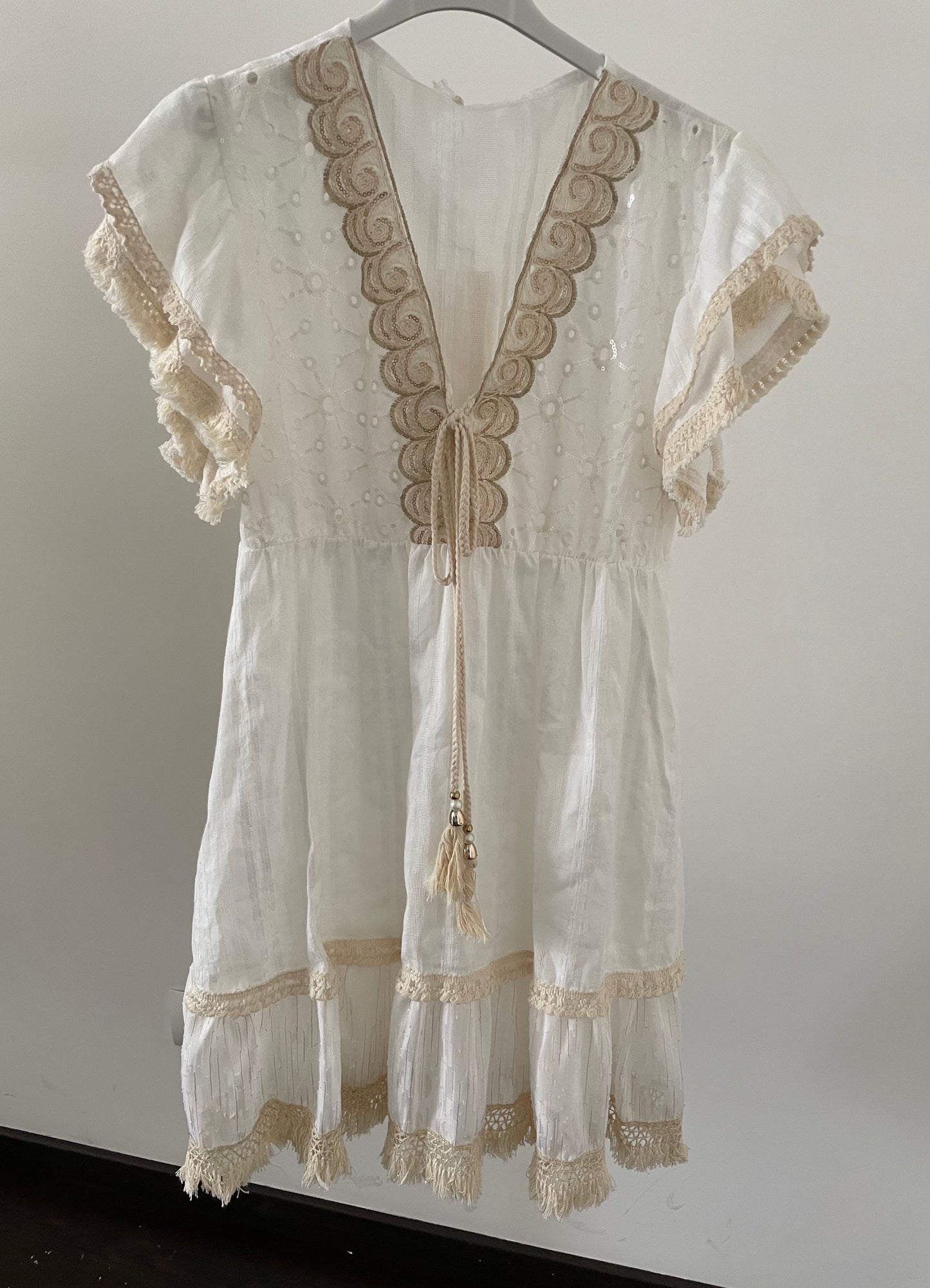 Vestito donna Abito sc-50% corto Stile Positano colore bianco Made in Italy