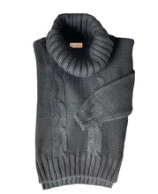 Carica l&#39;immagine nel visualizzatore di Gallery, Cashmere Company maglia lana donna Nero SC-50% dolcevita trecce Made in Italy
