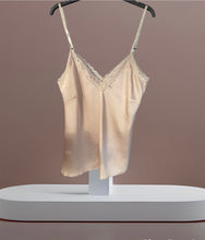 Carica l&#39;immagine nel visualizzatore di Gallery, Top donna elegante canotta raso nero beige rosa

